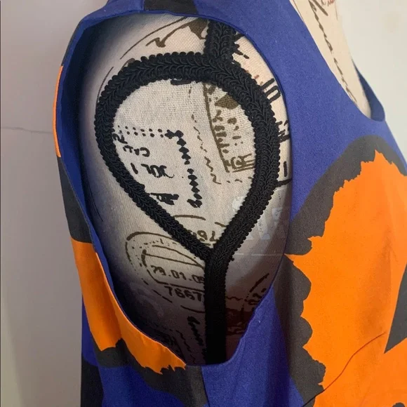 Marimekko Blue and Orange Floral Midi Dress - Picture 10 of 14